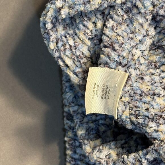 St Johns Bay Sweater Womens XL Blue Gray Mock Neck Textured Knit Pullover - Picture 12 of 13